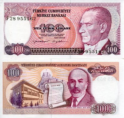 Turcja 100 Lirasi 1970 r. UNC