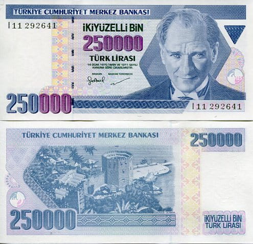 Turcja 250 000 Lirasi 1970 r. UNC Sklep numizmatyczny Dukat