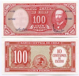 Chile 100 Pesos 1960 r. UNC