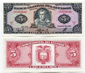 Ekwador 5 Sucres 1988 r. UNC