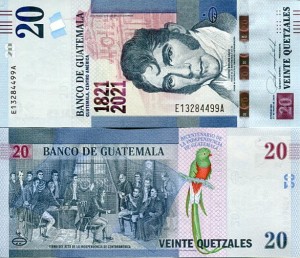 Gwatemala 20 Quetzales 2021 r.  UNC