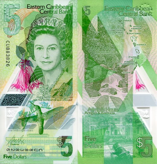 Karaiby Wschodnie 5 Dolarów 2021 r. Polimer UNC