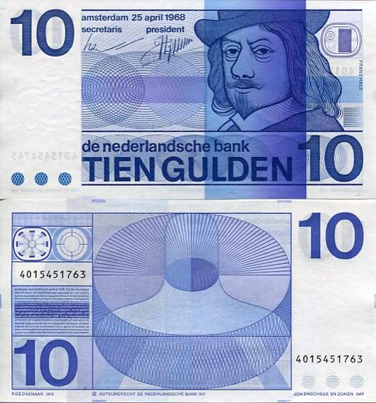 Holandia 10 Gulden 1968 r. UNC