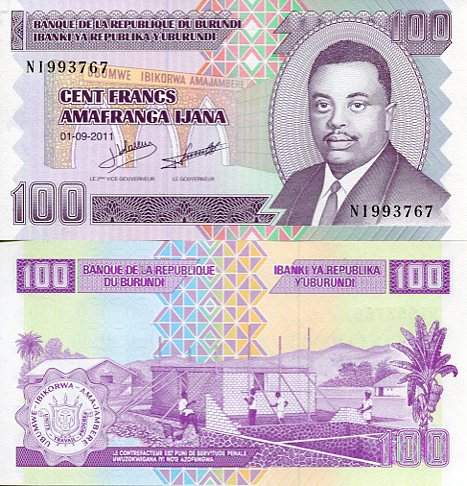Banknoty Świata Burundi 100 Francs 2011 r.