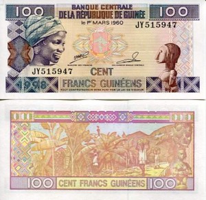 Gwinea 100 Francs 2015 r.