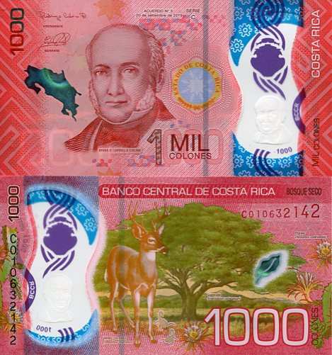 Kostaryka 1000 Colones 2019 r. Polimer UNC
