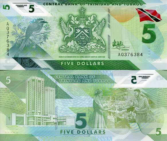 Trinidad & Tobago 5 Dolar 2020 r. Polimer UNC