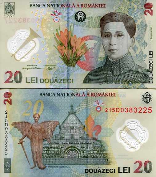 Rumunia 20 Lei 2021 r. Polimer UNC