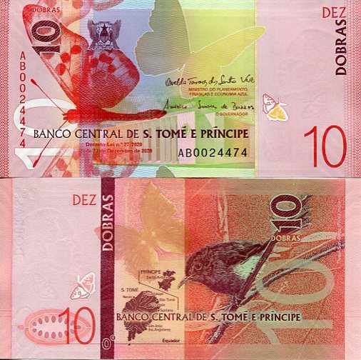 Wyspy Świętego Tomasza i Książęca 10 Dobras 2020 r. UNC