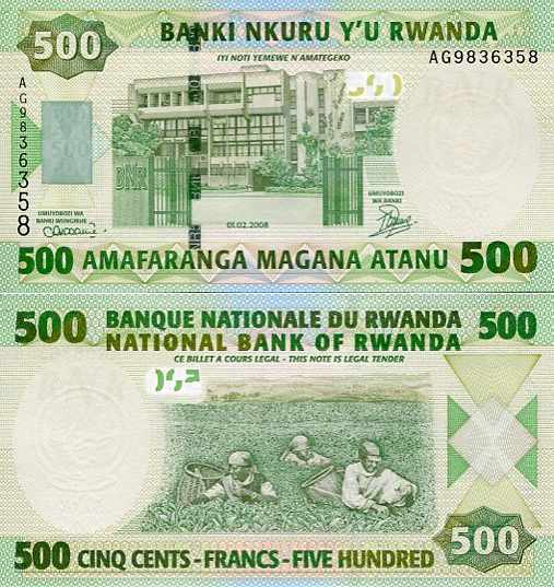 Rwanda 500 Francs 2004 r. UNC