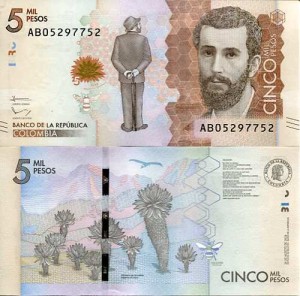 Kolumbia 5000 Pesos 2015 r. UNC