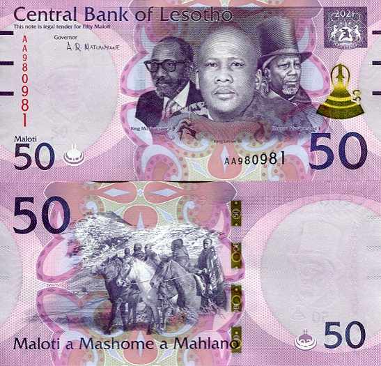 Lesotho 50 Maloti 2021 r. UNC