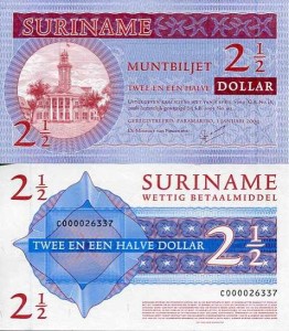Surinam 2 1/2 Dollar 2004 r. UNC