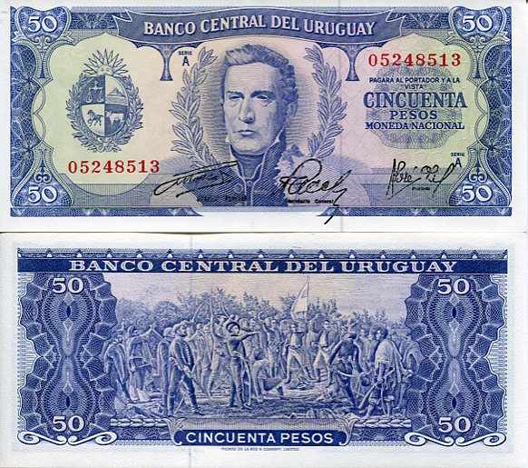 Urugwaj 50 Pesos 1967 r. UNC