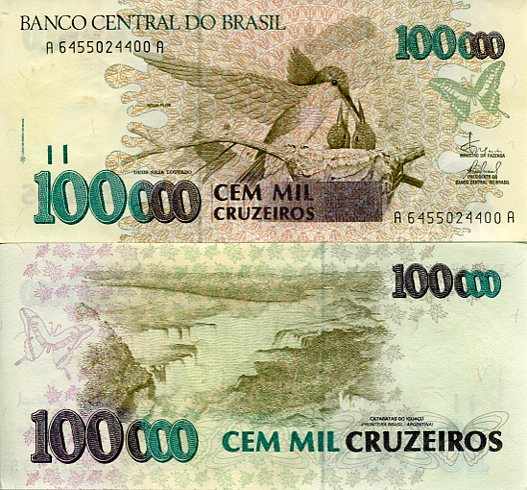 Brazylia 100 000 Cruzeiros 1993 r. UNC