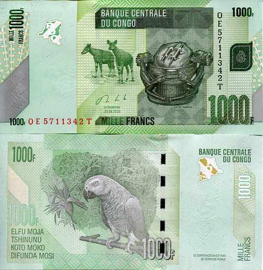 Kongo 1000 Fracs 2020 r. UNC