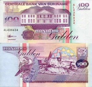 Surinam 100 Gulden 1998 r. UNC
