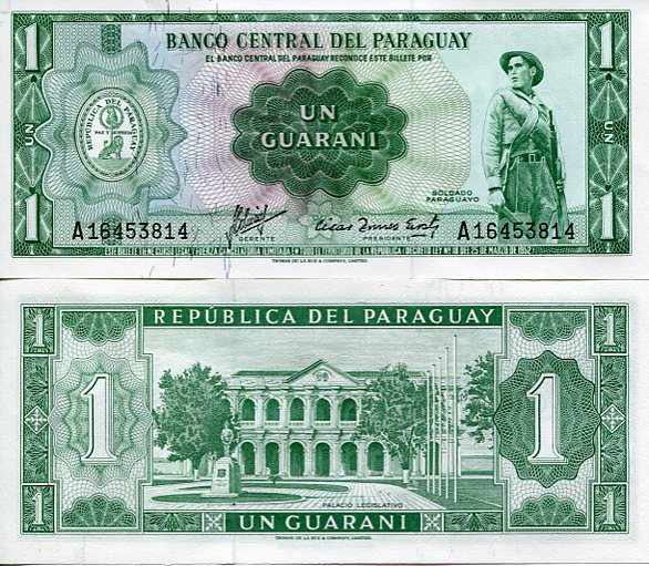 Paragwaj 1 Guaranies 1952 r. UNC