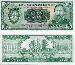 Paragwaj 100 Guaranies 1952 r. UNC