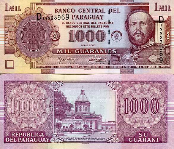 Paragwaj 1000 Guaranies 2005 r. UNC