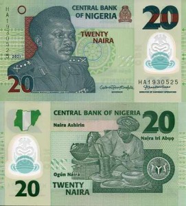 Nigeria 20 Naira 2022 r. Polimer UNC