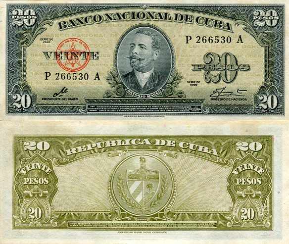 Kuba 20 Pesos 1960 r. UNC
