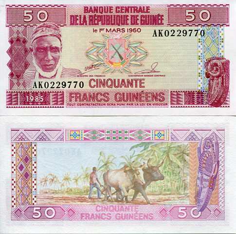 Gwinea 50 Franków 1985 r. UNC
