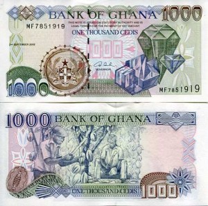Ghana 1000 Cedi 2001 r. UNC
