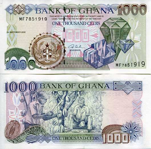 Ghana 1000 Cedi 2001 r. UNC