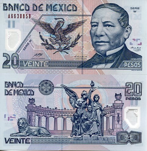 Meksyk 20 Pesos 2003 r. Polimer UNC