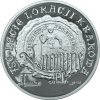 10 zł Ag 750-lecie lokacji Krakowa