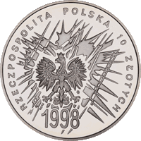 10 zł Ag 80. Rocznica Odzyskania Niepodległości 1998 r.
