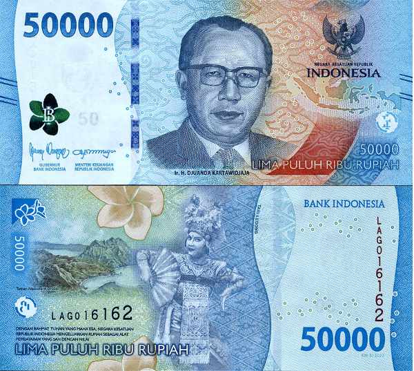 Indonezja 50000 Rupiah 2022 r. UNC