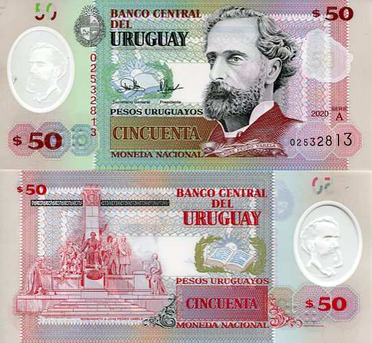 Urugwaj 50 Pesos 2020 r. Polimer UNC