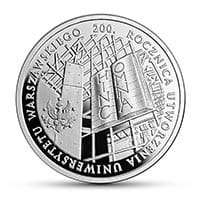 10 zł Ag 200. rocznica utworzenia Uniwersytetu Warszawskiego 2016 r.