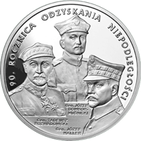 20 zł Ag 90. rocznica odzyskania niepodległości 2008 r.