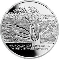 20 zł Ag 65. rocznica powstania w getcie warszawskim 2008 r.