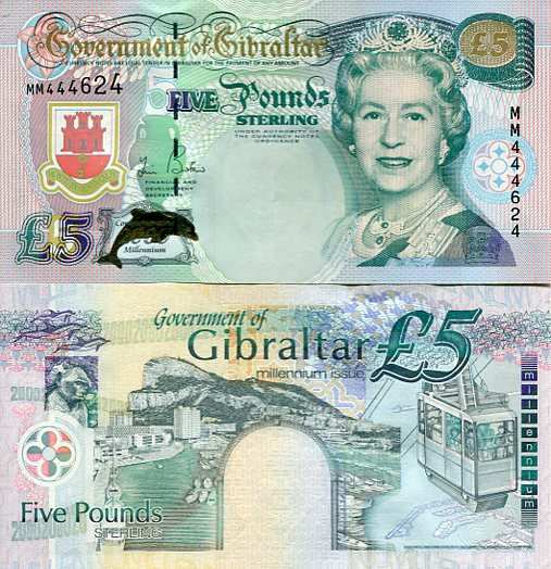 Gibraltar 5 Funtów 2000 r. UNC