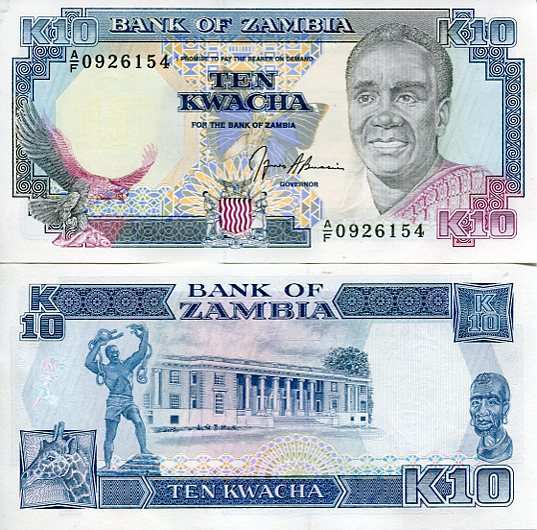 Zambia 10 Kwacha 1989 r. UNC