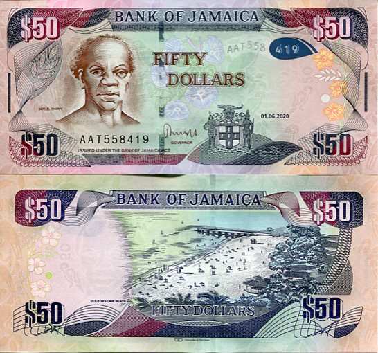 Jamajka 50 Dolarów 2021 r. UNC