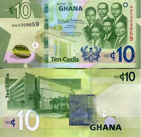 Ghana 10 Cedis 2022 r. UNC