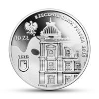 10 zł Ag 200-lecie Akademii Sztuk Pięknych im. Jana Matejki w Krakowie 2019 r.