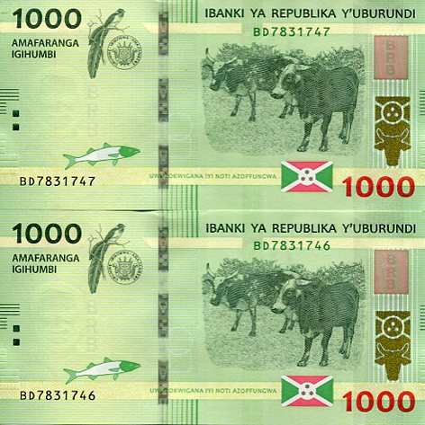 Burundi 1000 Francs 2021 r. UNC