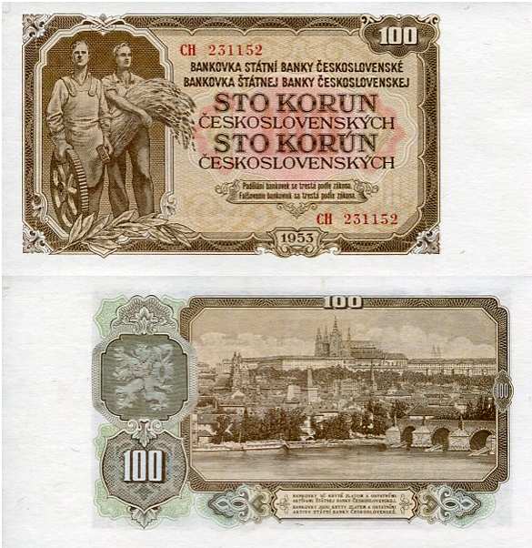 Czechosłowacja 100 Koron 1953 r. UNC