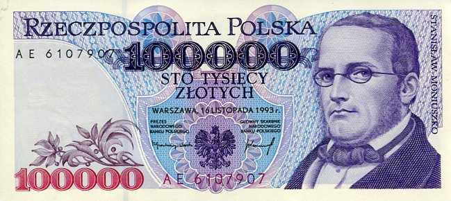Banknot Polska 100000 zł z 1993 r.