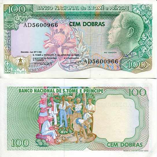 Wyspy Świętego Tomasza i Książęca 100 Dobras 1989 r. UNC