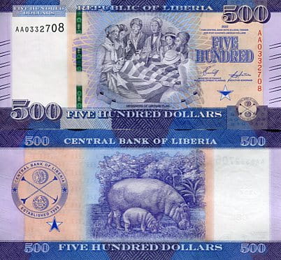 Liberia 100 Dollars 2022 r. UNC