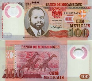 Mozambik 100 Meticais 2011 r. Polimer UNC