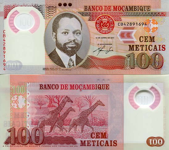 Mozambik 100 Meticais 2011 r. Polimer UNC