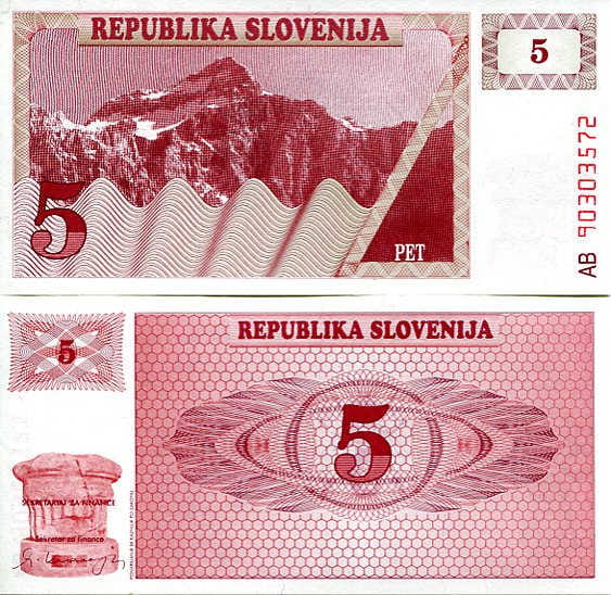 Słowenia 5 Tolarjev 1990 r. UNC